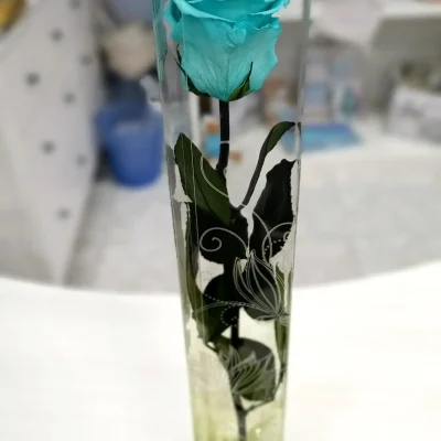 rosa eterna turquesa larga foto vertical